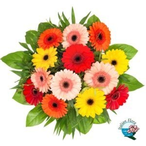 Bouquet di gerbere rosse gialle e arancio