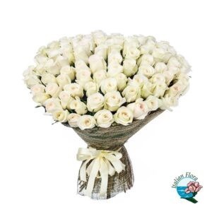 Bouquet di 100 rose bianche