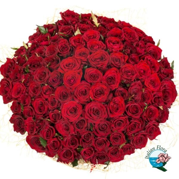 Bouquet con 100 rose rosse