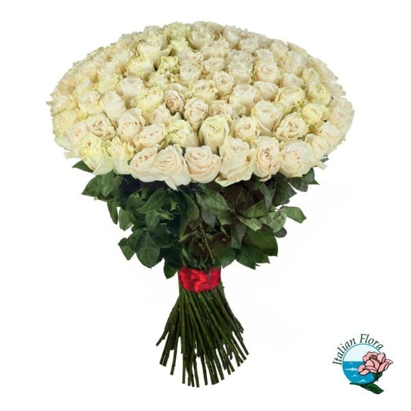 Bouquet di 100 rose bianche