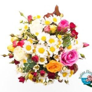 Bouquet con roselline e fiori da campo