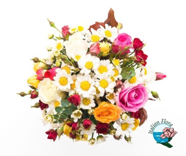 Bouquet con roselline e fiori da campo