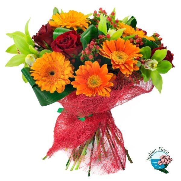 Bouquet con rose e gerbere