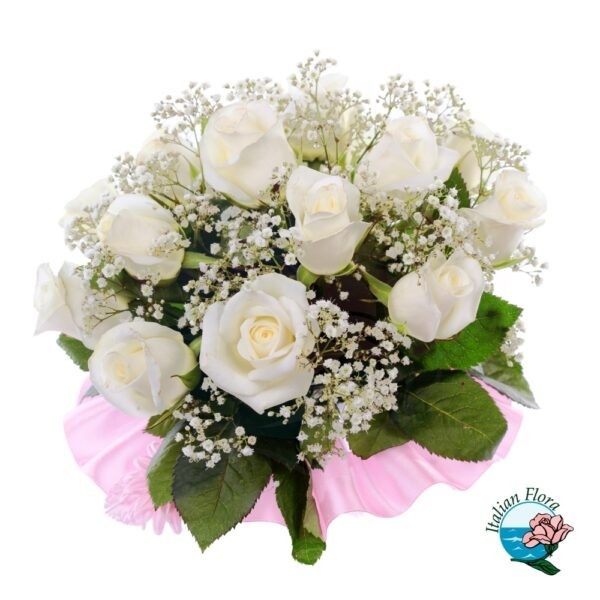 Bouquet con 12 rose bianche